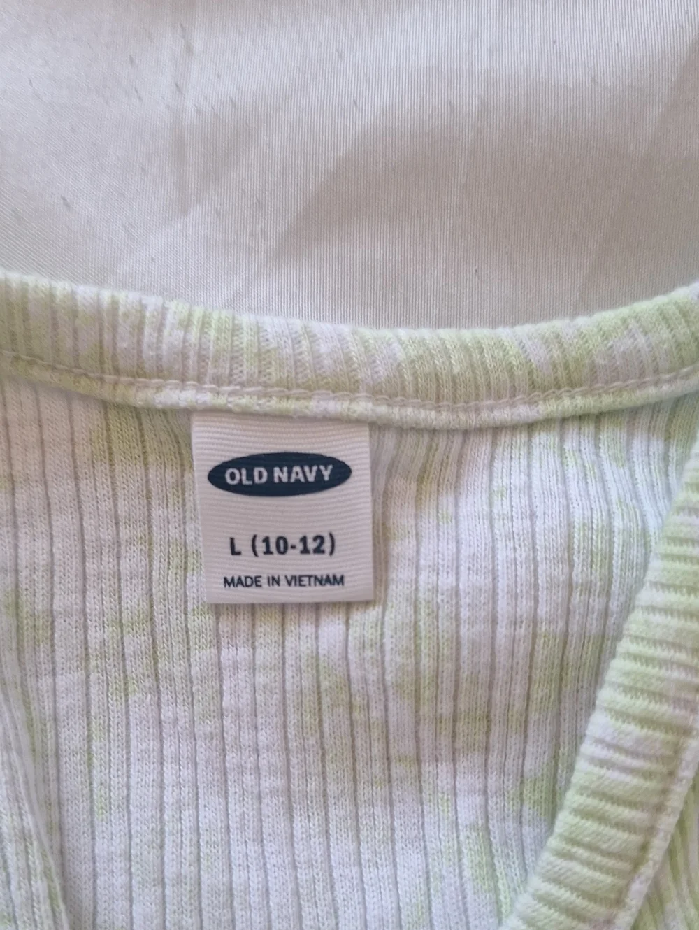 Old Navy Ribbed Henley Tank in Pale Lime and White